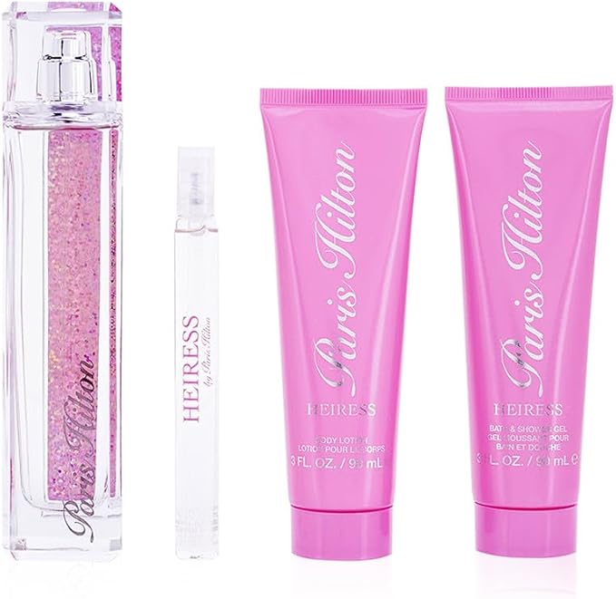 PARIS HILTON HEIRESS(W)(H/B)4PC SET(3.4oz edp sp,3.0oz B/L,3.0oz B/S Gel,10ml edp sp)