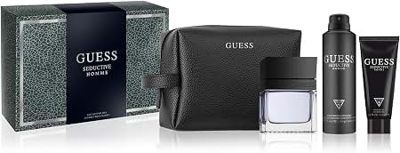 GUESS SEDUCTIVE HOMME(M)(H/B)4PC SET(3.4oz edt sp,6.0oz Deo Spray,3.4oz Shower Gel,Pouch)