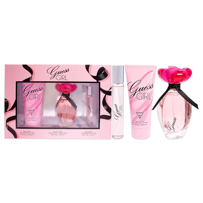 GUESS GIRL(W)(W/B)3PC SET(3.4oz edt sp,6.7oz body lotion,15ml travel sp)